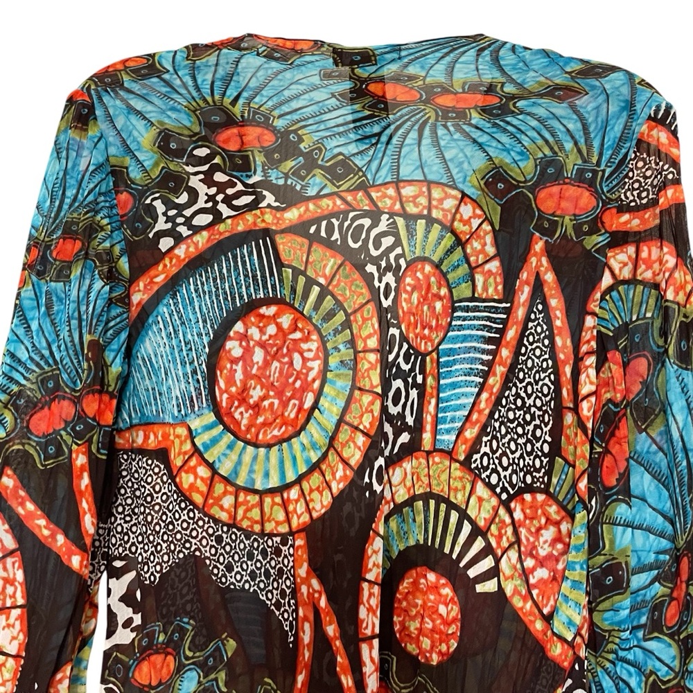 Bisou Bisou Boho Sheer Embellished 3/4 Sleeve Tunic Cover-up Dress - Picture 7 of 12